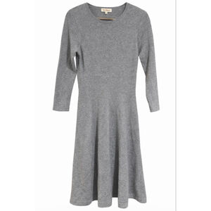 Paul Stuart 100% Cashmere Knit Dress Gray Long Sleeve Fit Flare Size 4